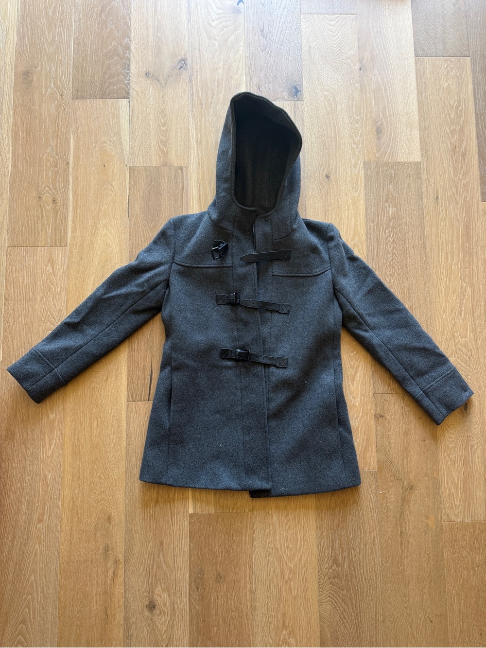 Theory Hooded Blazer Wool Coat in Dark Gray